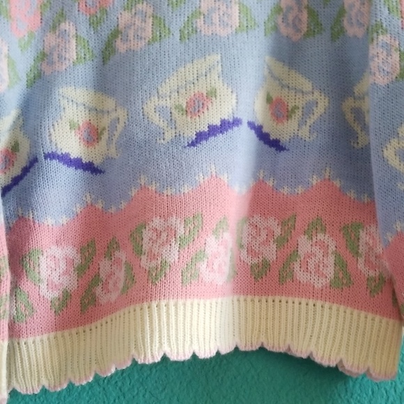 Miniwaves Vintage Tea & Flower Knit Kids Sweater - Picture 3 of 8